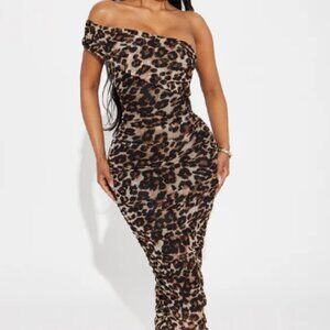 Leopard Legacy Mesh Midi Dress Large